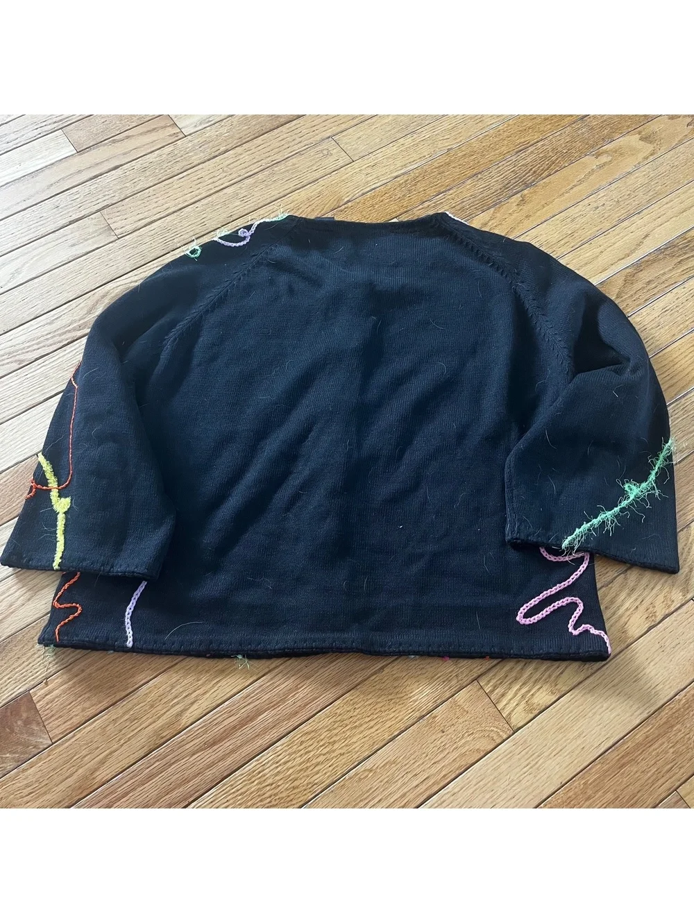 Michael Simon Black Sweater with Multicolor Embroidery XL